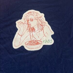 Round Neck Heat Pressed Graphic TShirt Blue Size Medium